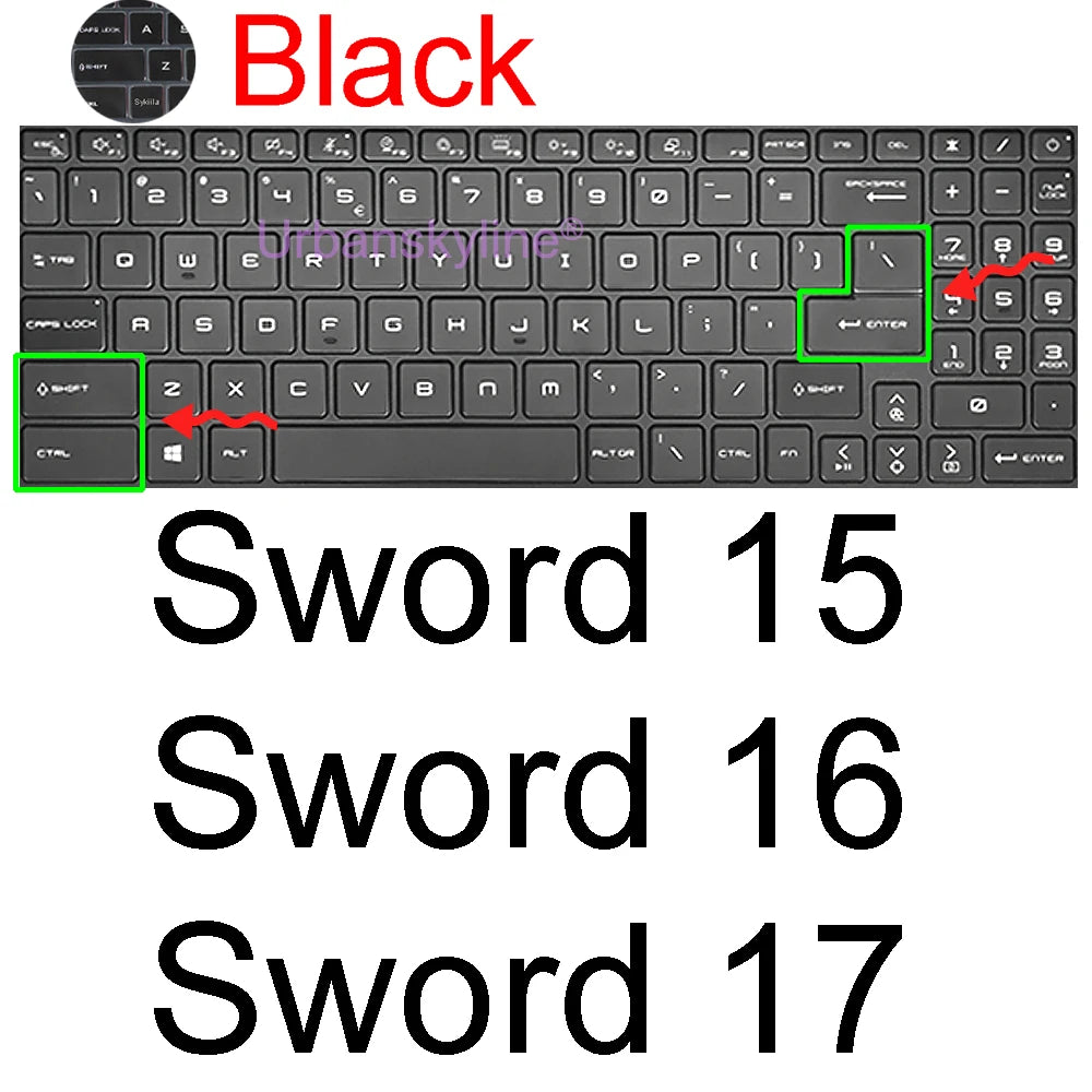 Keyboard Cover for MSI Sword 16 17 HX 15 15.6 17.3 B13V B14V A13U A13V A12V A12V Protector Skin Case Silicone 15.6 17.3