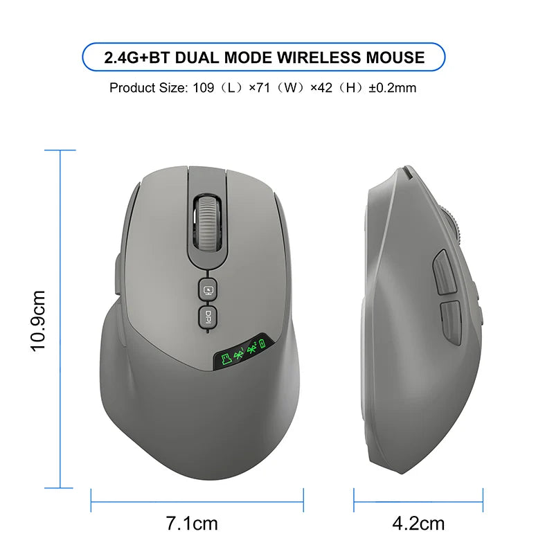 T02 Pro Wireless Mouse OLED Display,Dual Bluetooth/USB Connection,Quiet Design and Compatible with PC/Notebook