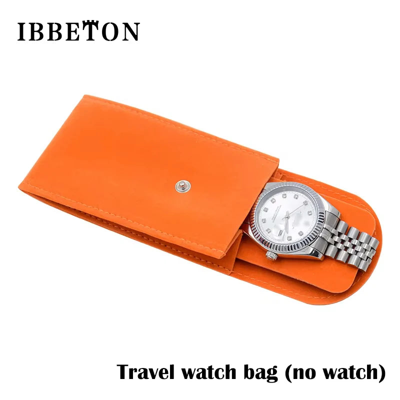 IBBETON Watch Bag Blue and Black and Brown Flannelette Gift Bag Travel Storage Case Durable Portable Watch Dust Protection Case