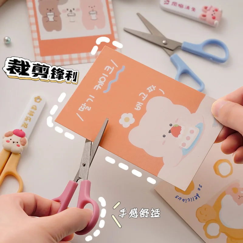 Office School Supplies Cartoon Scissors Primary School Students Safety Stationery Small Creative Cute Round Head Handmade Lovely