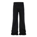 PFNW High Street Simple Design Men's Black Micro-flared Pants Trendy 2025 New Solid Color Jeans Spring Tide Trousers 28W5577