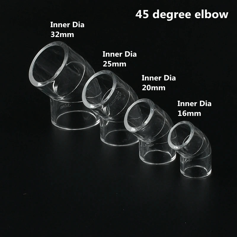 16 20 25 32 40 50mm Acrylic Pipe 90 Degree Elbow Transparent Plexiglass Fish Aquarium Water Tank Accessories Tank Tee Way Joints