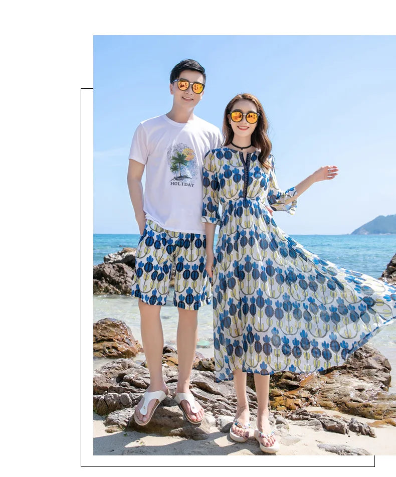 Vacation Look Family Matching Clothes for Parents and Children Outfits Daughter Mom Dress Son Dad T Shirts Shorts Two Piece Sets