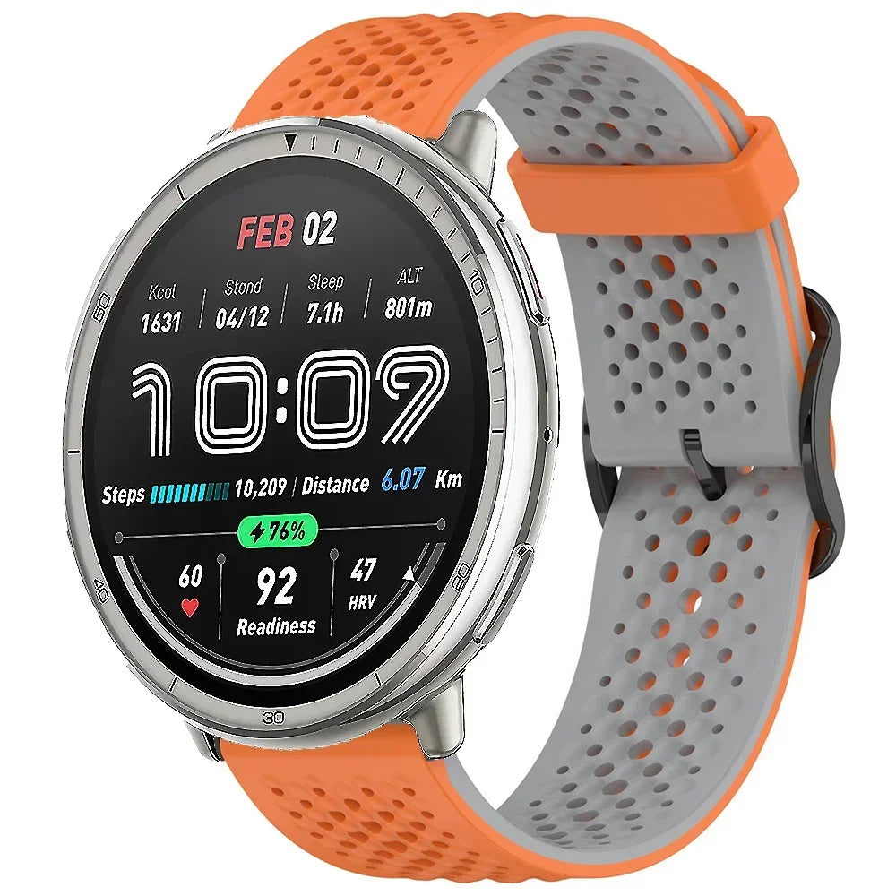 20mm 22mm Silicone Strap For Amazfit Active 2/GTS 4/3/2 Sports Breathable Bracelet Wristband Amazfit Bip 6/5 GTR 4/3 Accessories