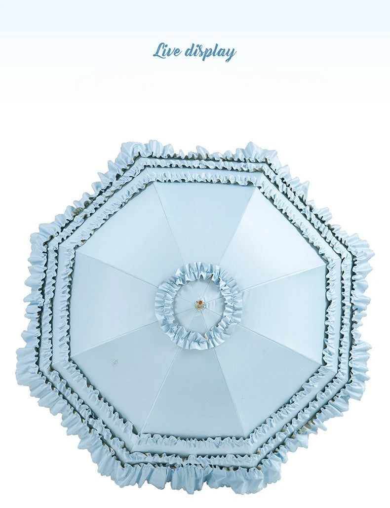 Straight Parasol  Umbrella Colored Glue Sunscreen Umbrellas Lace Double Layer Lace Princess Loilta Long-handled Umbrella Gifts