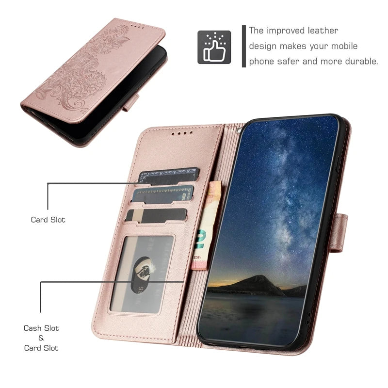 For Xiaomi Redmi 13 Case Paisley Leather Flip Stand Case on For Ximi Redmi13 Wallet Cover For Xiaomi Redmi 13C Phone Cover Coque