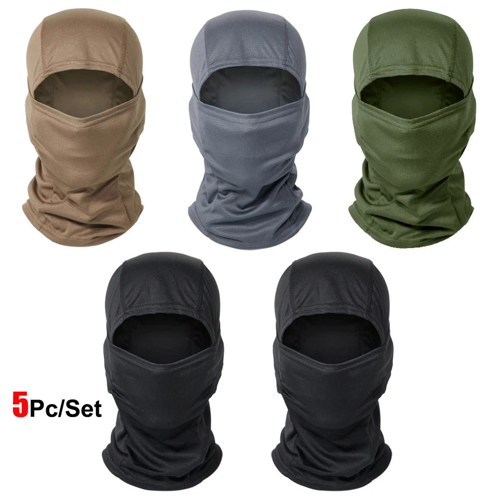 5Pcs/Set Camouflage Balaclava Hat Cycling Full Face Mask Multi Functional Scarf Headscarf Motorcycle Bike Skiing Helmet Lining