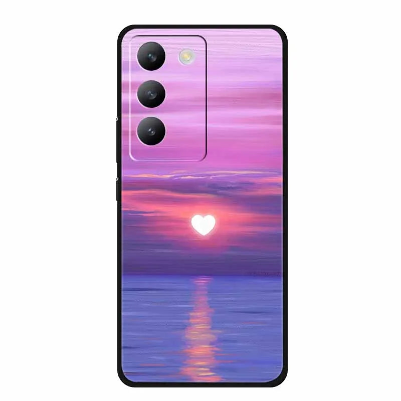 For vivo V40 SE Case Luxury TPU Soft Silicone Phone Back Cover for vivo V40 SE 5G Protective Shockproof Flowers Girl Cute Coque