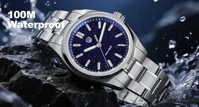 Watchdives New WD0003B ‌Aventurine Dial Watch VH31 Sweep Movement Sapphire Crystal Luminous 100m Waterproof 36mm Vintage Watche