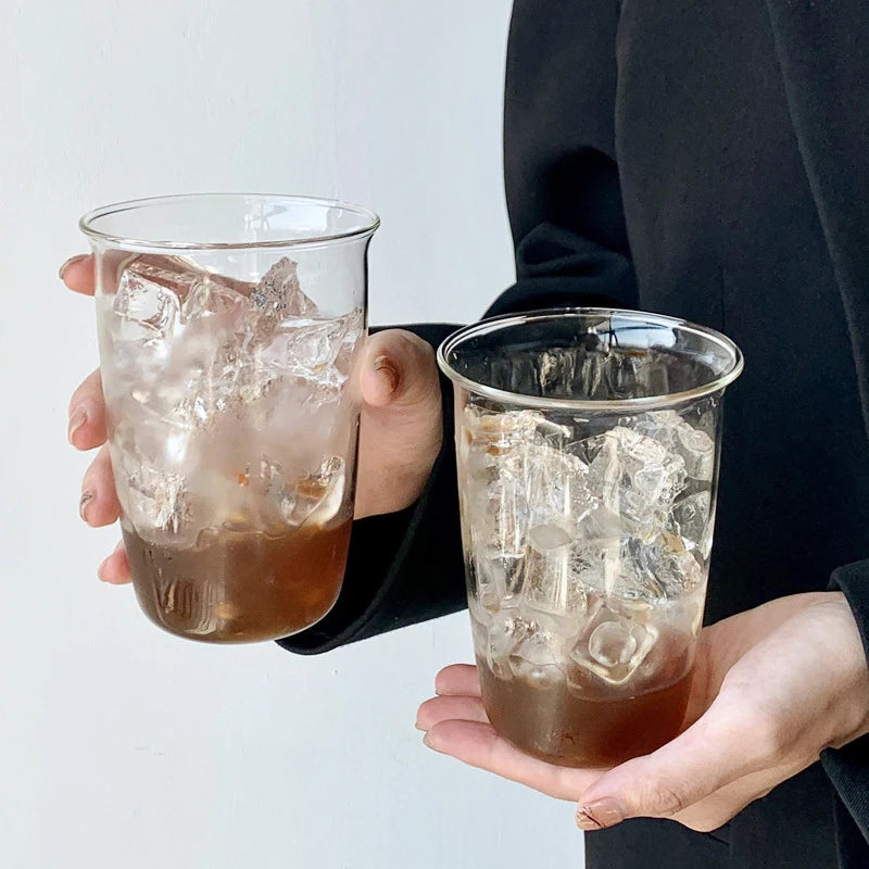 Functional Glass Coffee and Latte Cups, Transparent Milk and Juice Mugs, Simple Household Drinkware, Coffeeware Water Bottles.