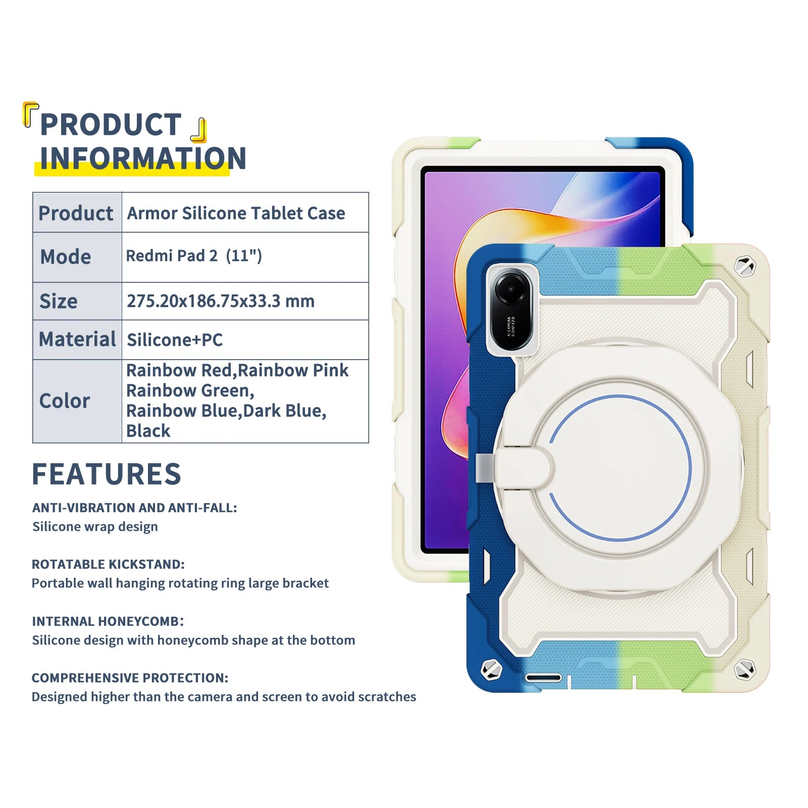 For Xiaomi Redmi Pad 2 11 2025 SE Mini 8.7 Pro 12.1 SE 11 10.61 Xiaomi MiPad 7 11.2 5 6 Pro 12.4 inch 360 Rotating Armor Case