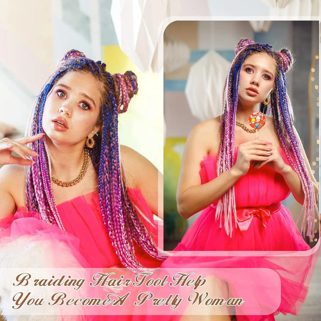 Braiding Hair Rack Braid Set Include Braiding Stand, Parting Comb, Sectioning Clips,Rat Tail Comb and Magnetic Pin Wristband