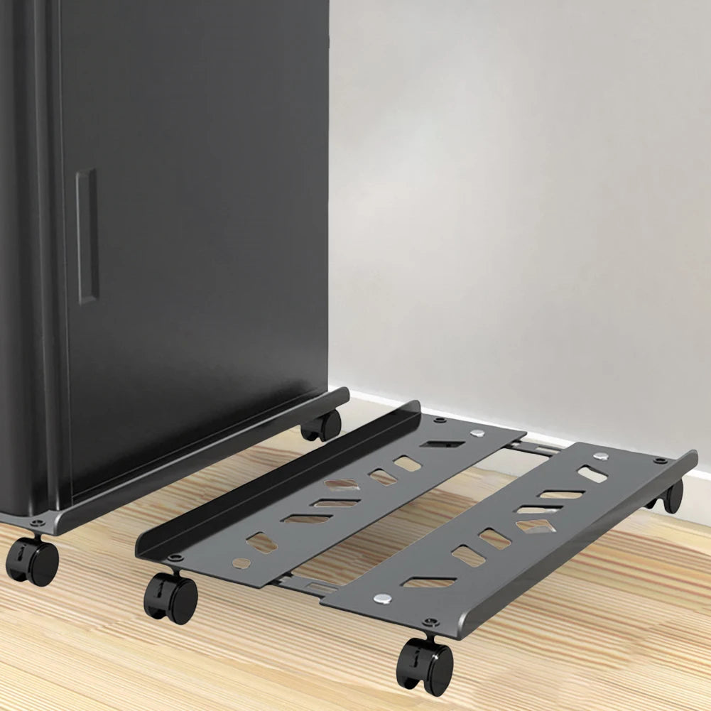 Heavy-Duty PC Tower Stand with Caster Wheels Adjustable PC Tower CPU Holder Steel Desktop Stand PC Riser Office Desk Accessories