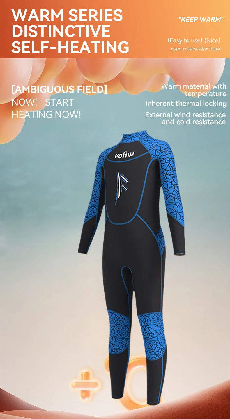 Children's 2mm 3mm Neoprene Wetsuit One-piece Long Sleeve Diving Suit Cold Proof Sunscreen Surfing Swimming Snorkeling Swimsuit