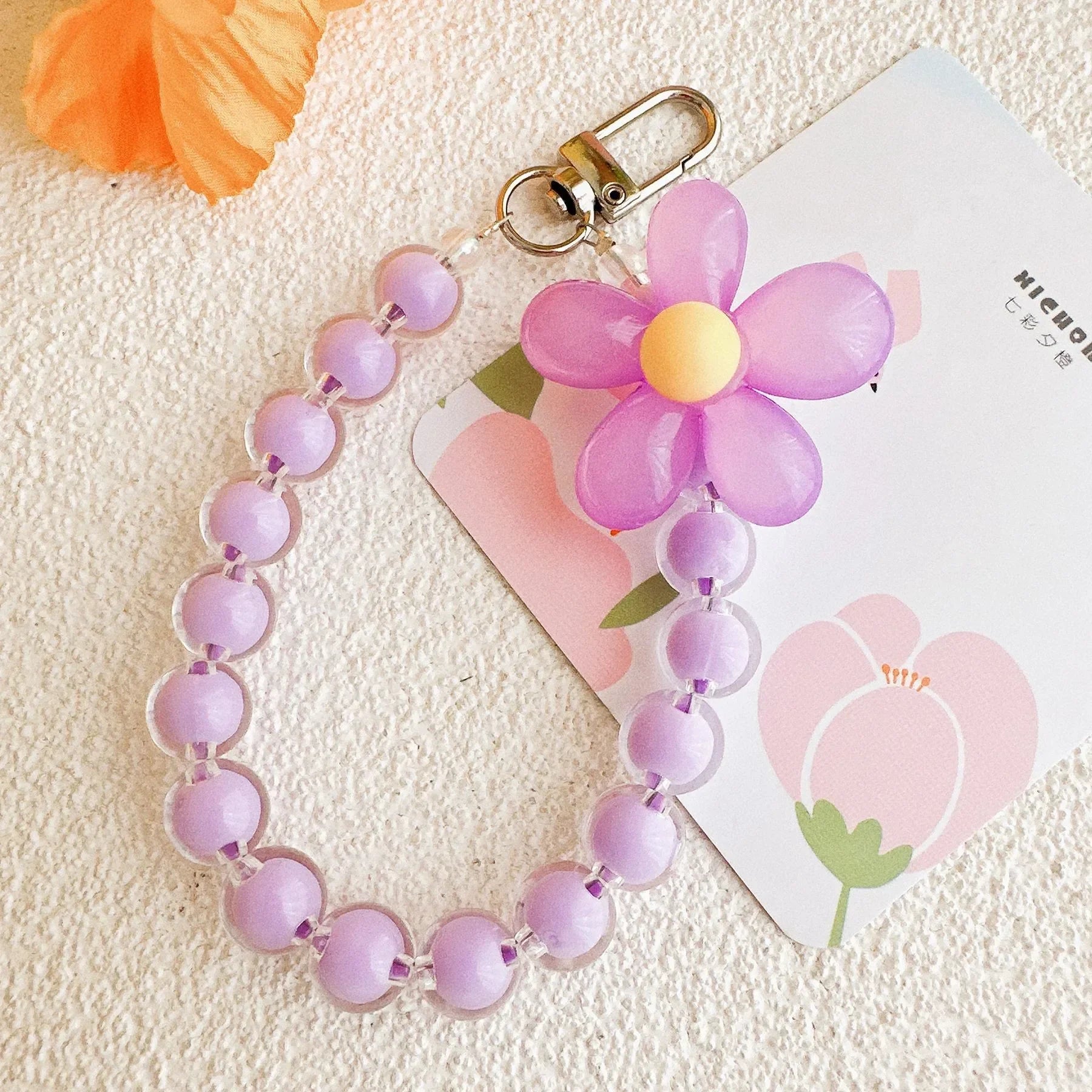 Acrylic Beads Keychain Phone Charm Women Girls Mobile Phone Chain Cellphone Strap Anti-lost Lanyard Beaded Hanging Rope Jewelry