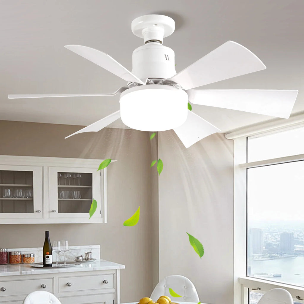Socket Fan Light 3 Speeds Dimmable Screw in Ceiling Fan in Light Socket with Extender & 6 Blades Ceiling Fan with Light