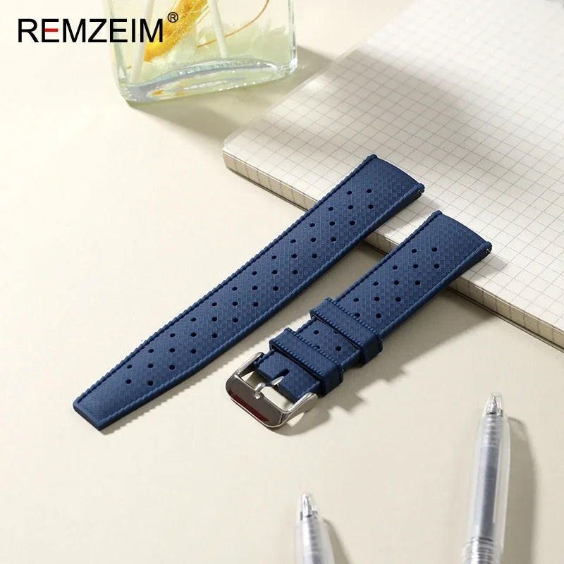 Quick Release Men's and Women's Leisure Universal  Watch Strap 18mm 20mm 22mm Soft Tropical Silicone Watch Strap