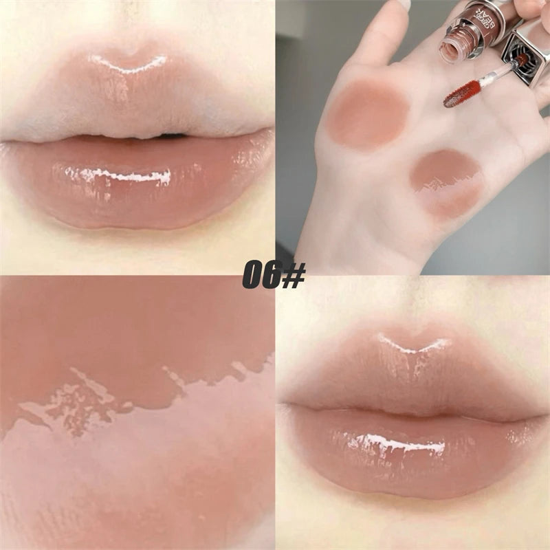 Mirror Water Lip Gloss Black Ice Cube Tube Moisturizing Long Lasting Liquid Lipstick Lipgloss Plump Up Lips Makeup Cosmetics