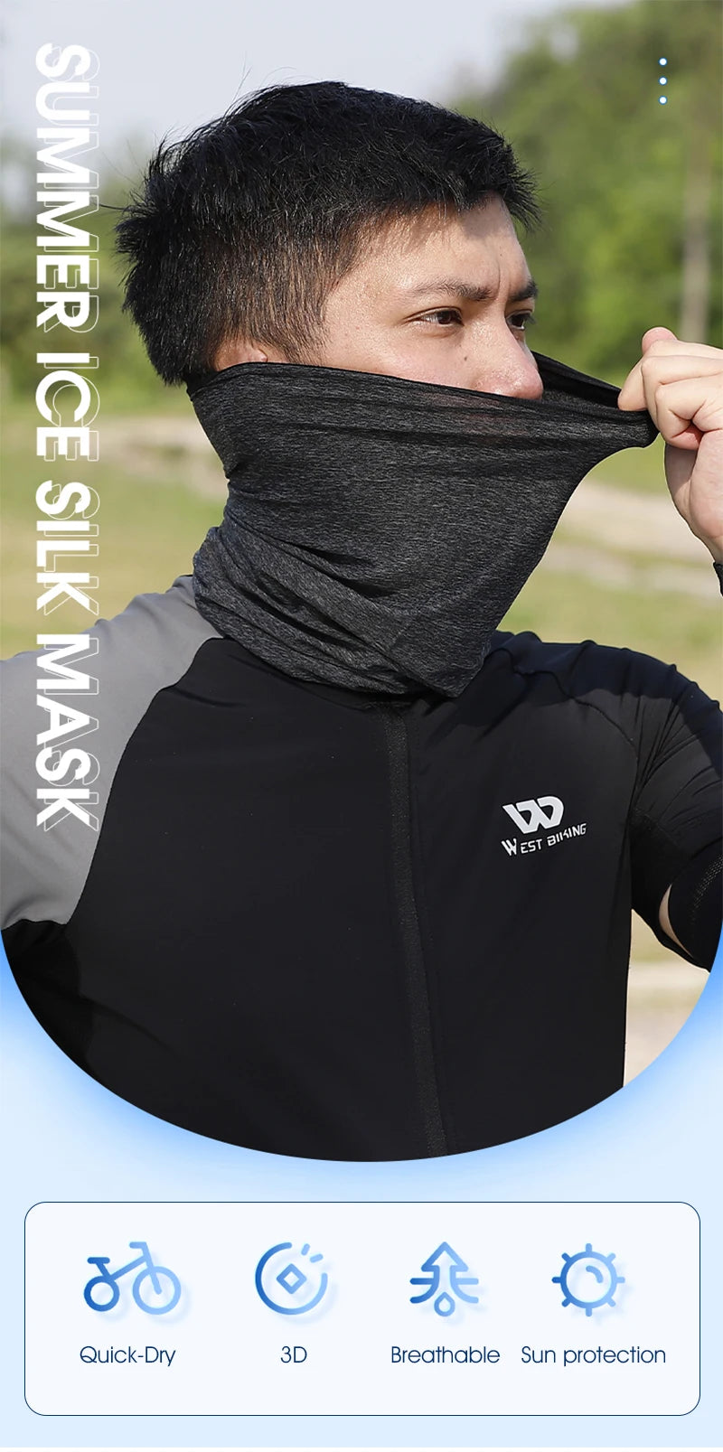 WEST BIKING Summer UV Protection Cycling Scarf Bicycle Face Mask Running Headbands Men Motorcycle Bandana Cooling Sport Gear