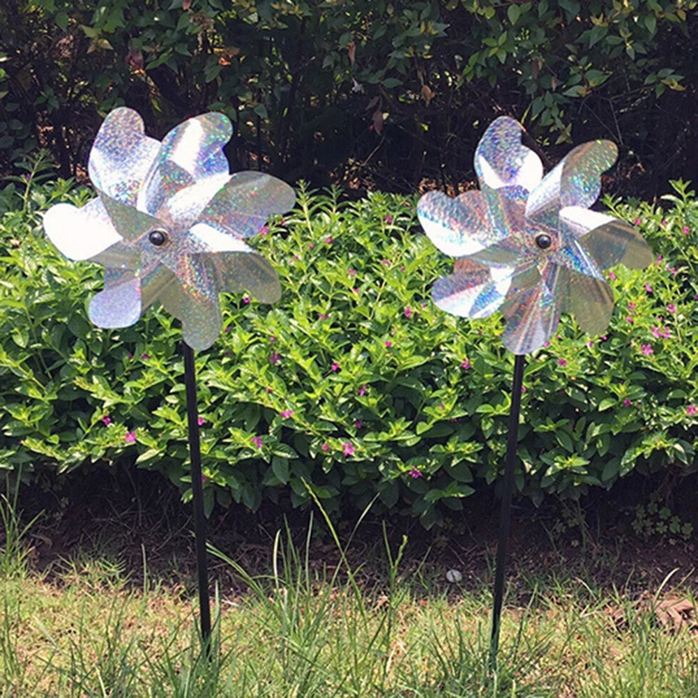 1-5pcs Bird Repeller Pinwheels Reflective Sparkly Scarecrow Pinwheel Windmill Spinner for Garden Lawn Yard Decor Keep Birds Away