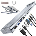 8-in-1 USB-C Laptop Stand With Docking Station Universal USB C Dock Tablet Stand Foldable Type-C Hubs Adapter Plug Play