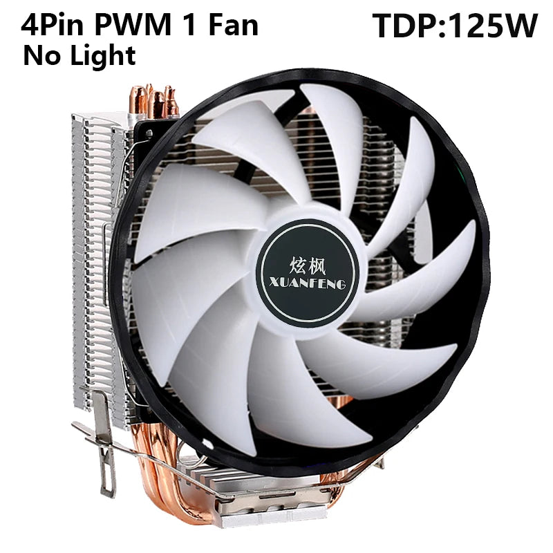 XUANFENG 120mm Fan CPU Cooler 2/4/6 Heat pipe 4pin/PWM Air-cooled Colorful lamp Compatible LGA1700 115x 1200 2011-3 x79 x99 AMD