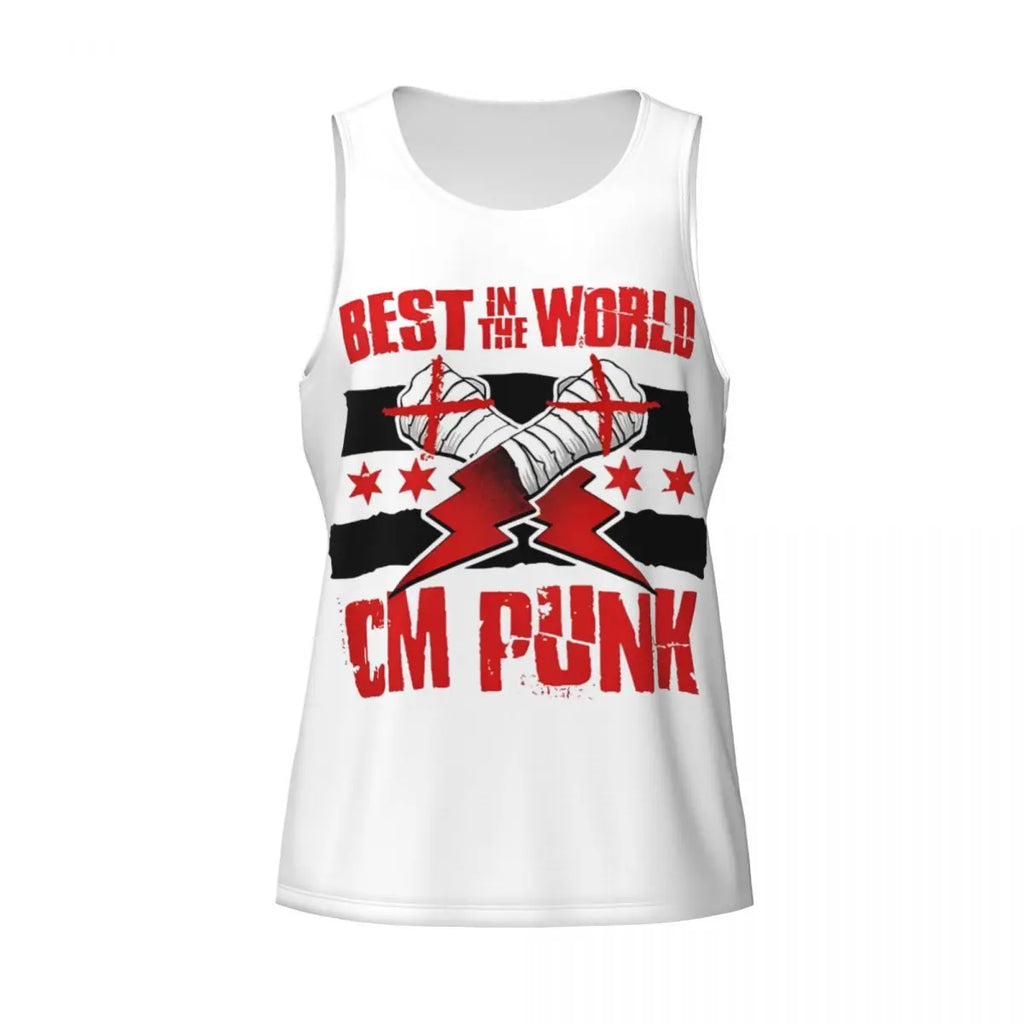 Graphic Wrestling CM Punk Best In The World Workout Tank Tops Sleeveless Shirt Bodybuilding Fitness Gym Compression Vest