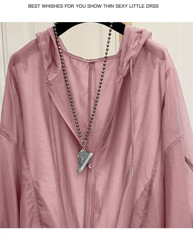 2025 New Ice Silk Thin Sunscreen Coat Women's Jacket Loose Sun Protection Shirt Hooded Top Summer Breathable Lightweight Shirt