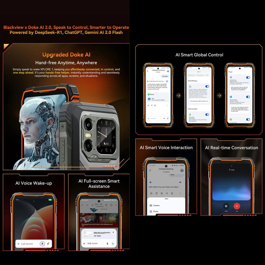 Blackview XPLORE 1 Rugged Phone 16GB+512GB 6.78'' 120Hz 2.4K Display 20MP Night vision Android 15 20000mAh 5G NFC Smartphone