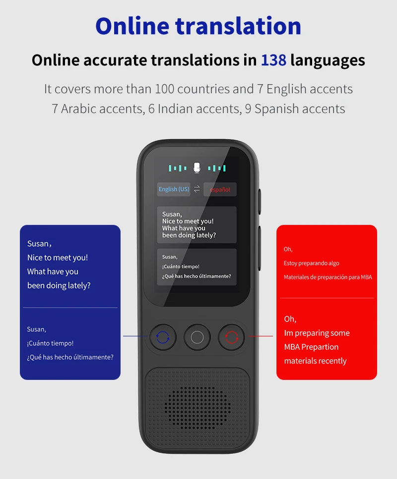 Language Translator Offline Voice Photo Translation WiFi Portable Translator 138 Languages Translator Device for Travel Business