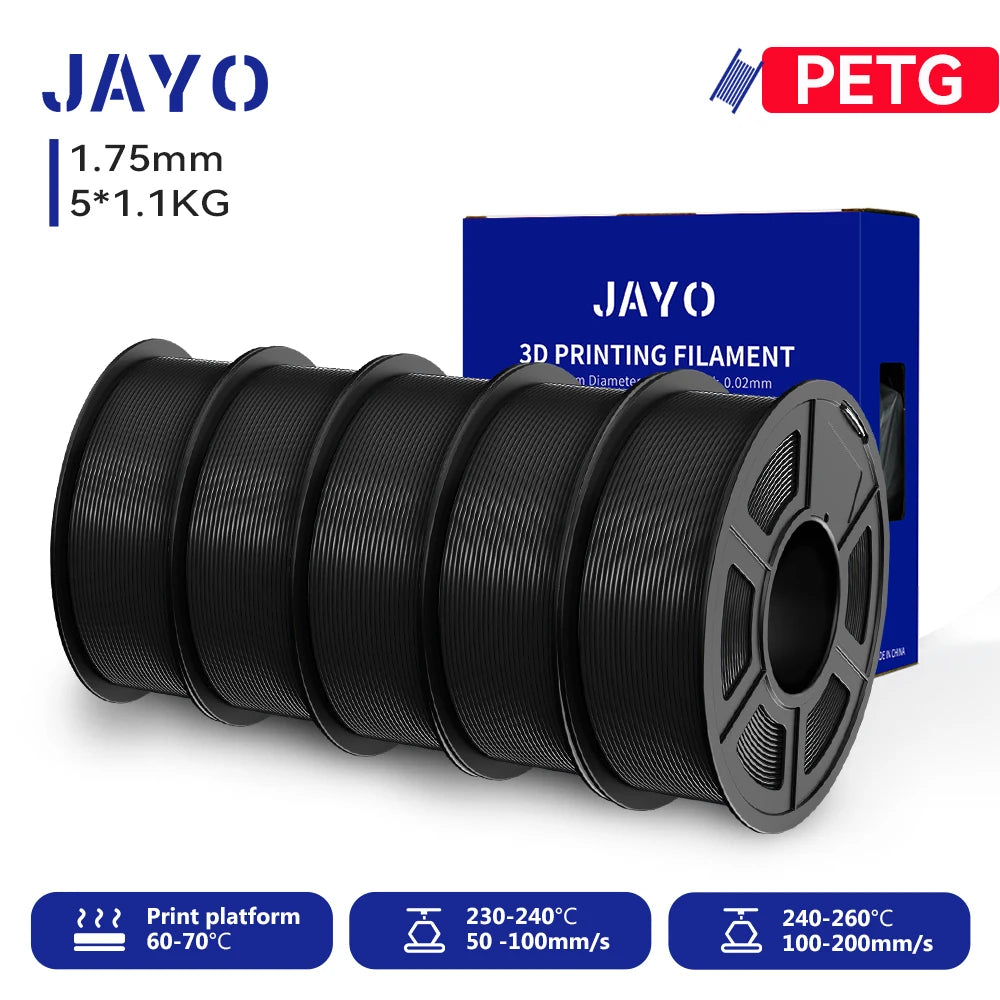 JAYO 3D PETG/PLA/PLA PLUS Printer Filament 1.75mm 5.5KG 100% No Bubble non-toxic 3D Printing Materials for 3D Printer&3D Pen