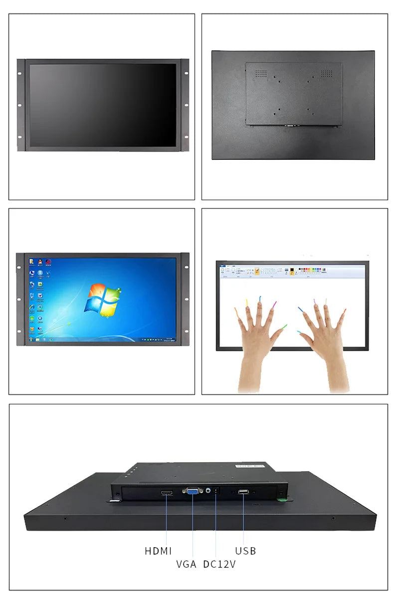 Zhixianda 18.5 Inch LCD  IPS Industrial Panel 16:9 1920*1080 Capacitive Touch Screen Open Frame Monitor For Automation Equipment