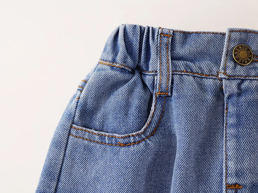 2025 Spring/Summer New Arrival Girls' Denim Pencil Skirt, Soft Washed Korean Style Baby Girl High-Waisted Skirt