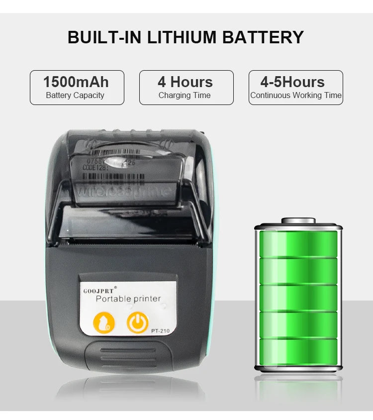 Mini Portable Thermal Printer Bluetooth For Phone Portable Printer Machine For Small Business 58mm Wireless Receipt Impresora