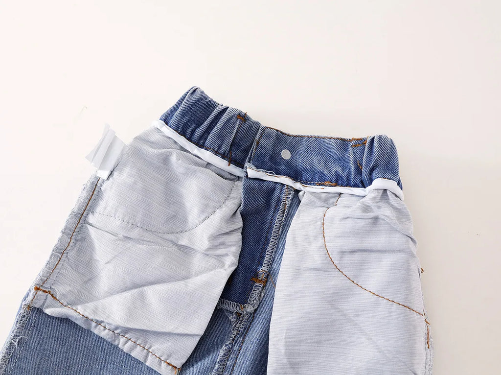2025 Spring/Summer New Arrival Girls' Denim Pencil Skirt, Soft Washed Korean Style Baby Girl High-Waisted Skirt