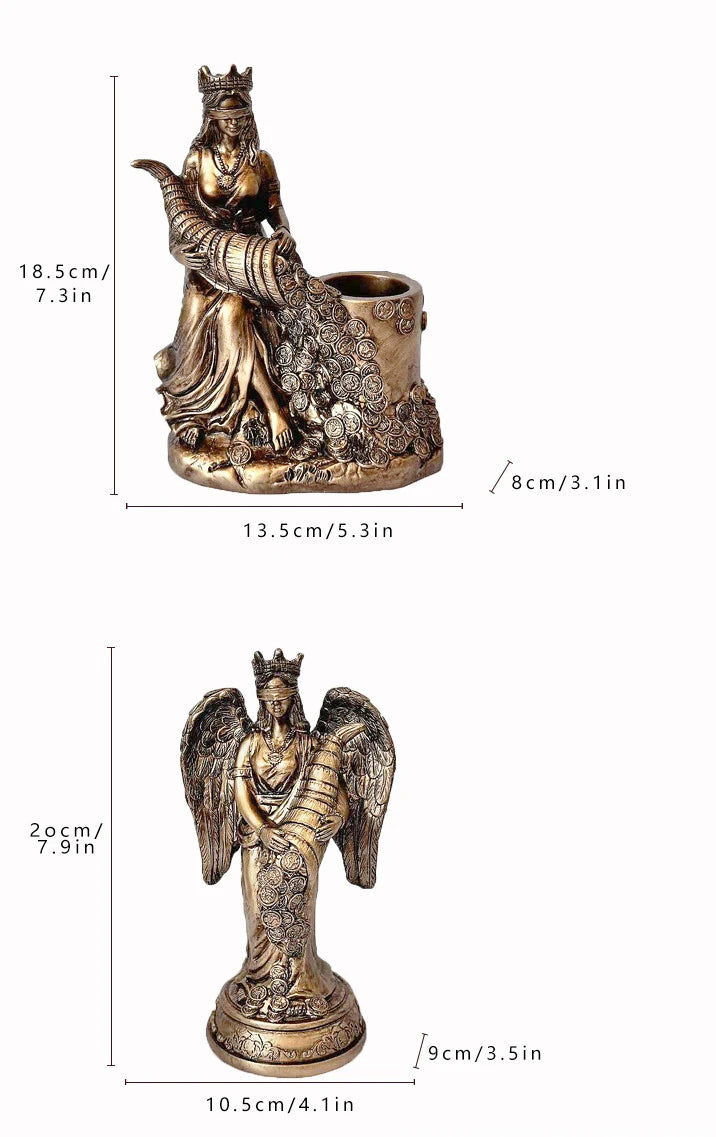 Goddess of Wealth Statue Accent Lakshmi & Fortune Deity Sculpture for Home/Office Blessing Abundance Prosperity Decor Gift