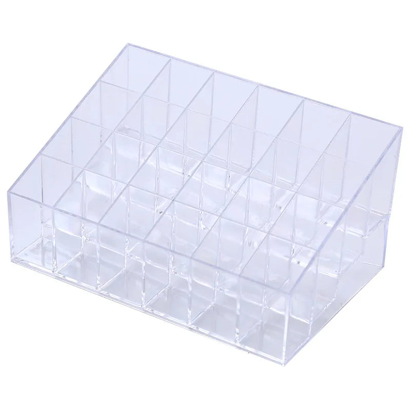 Clear 24 Grid Lipstick Stand Case Makeup Organizer Storage Box Lipstick Display Stand Holder Cosmetic Jewelry Organizer Box