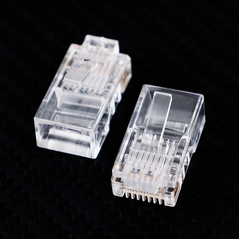 Rj45 Cat5e Connector Crystal Unshielded RJ45 Ends UTP 8Pin Modular Network Plug Connectors for Solid Stranded UTP Network Cable