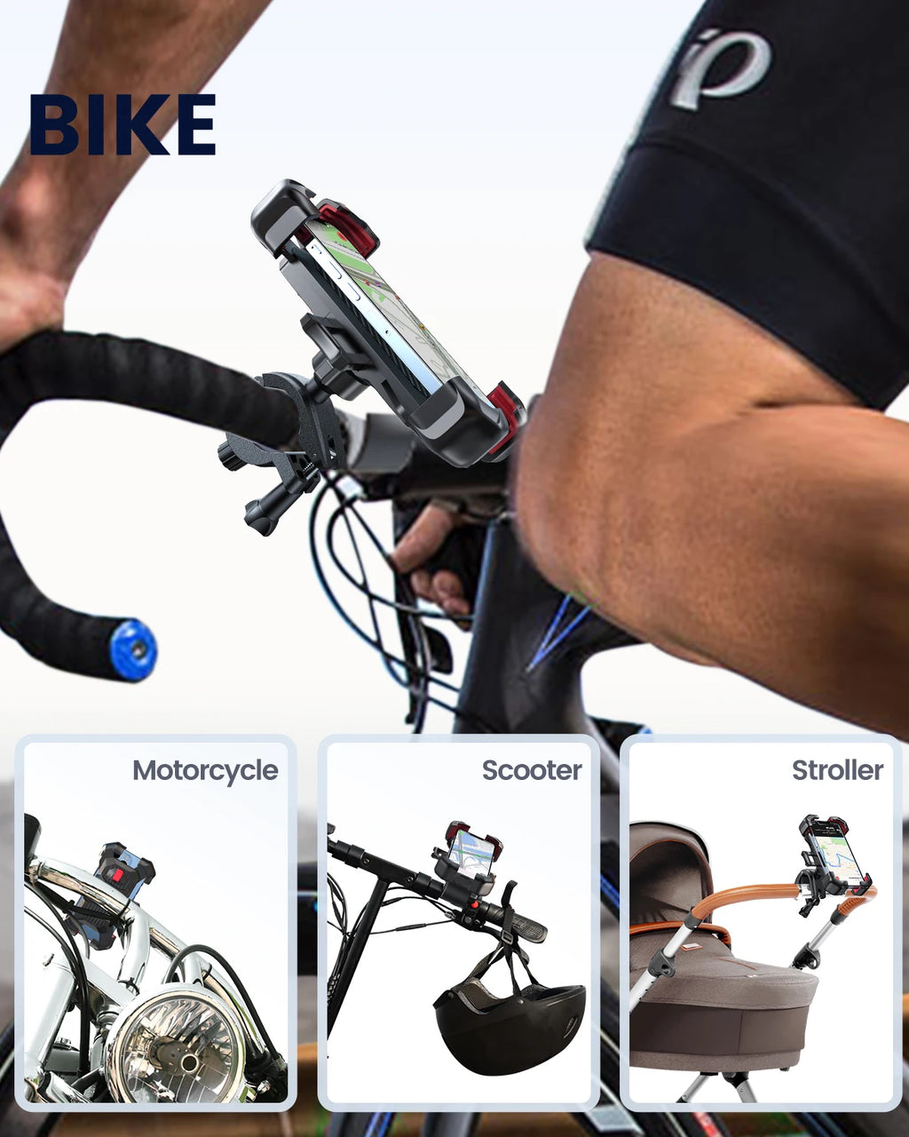 Joyroom Phone Holder Bike 360° View Universal Bicycle Phone Holder for 4.7-7 Inch Mobile Phone Stand Shockproof Bracket GPS Cli