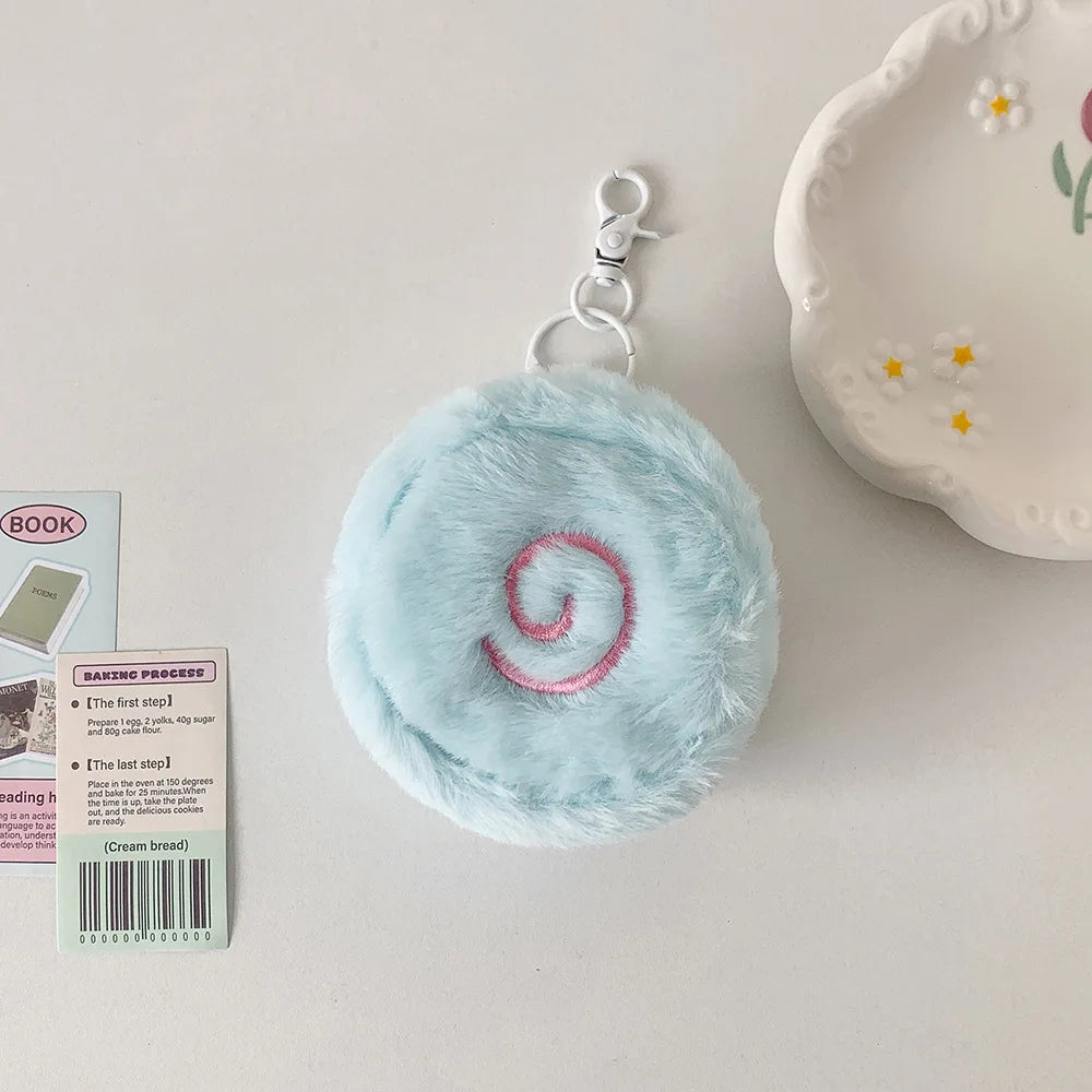 Kawaii Swiss Roll Plush Coin Purse Portable Card Bag Mini Lipstick Packet Bluetooth Headset Organizer Mini Mini Cosmetic Bag