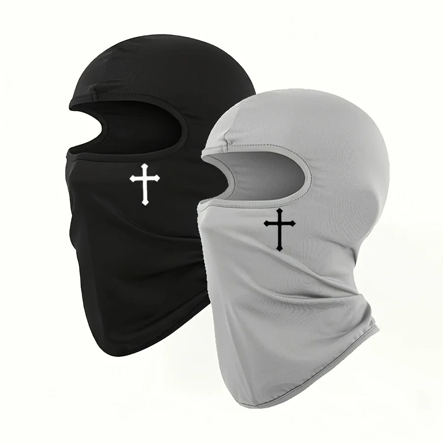 2pcs Breathable Black Balaclava Face Mask - Moisture-Wicking Polyester, Perfect for Cycling,, Hiking, Outdoor Headger