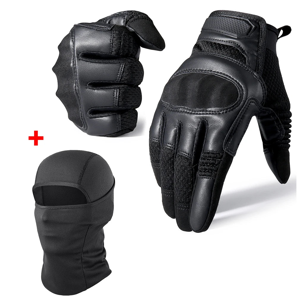 1 Set of Gloves and Balaclava, Touch Screen Anti-skid Protection + Quick-dry Sun-proof Full Face Mask Outdoor Sport Hunting Gear
