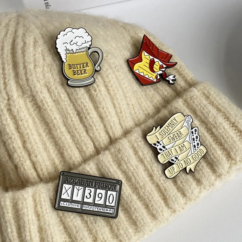 Magic World Enamel Pins Custom Train Tickets Sunglasses Howler Brooches Lapel Badges Witch Wizard Jewelry Gift for Kids Friends