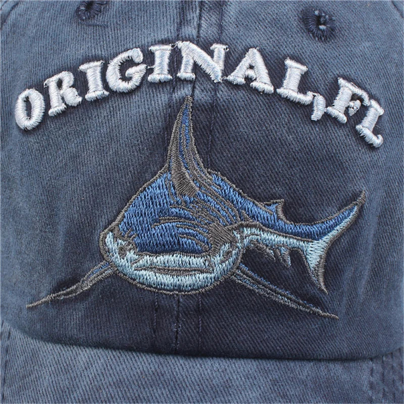 Hot-Selling Shark Embroidered Baseball Cap for MeninsTrendy Fashion Sunshade Sunscreen Baseball Cap Unique Niche