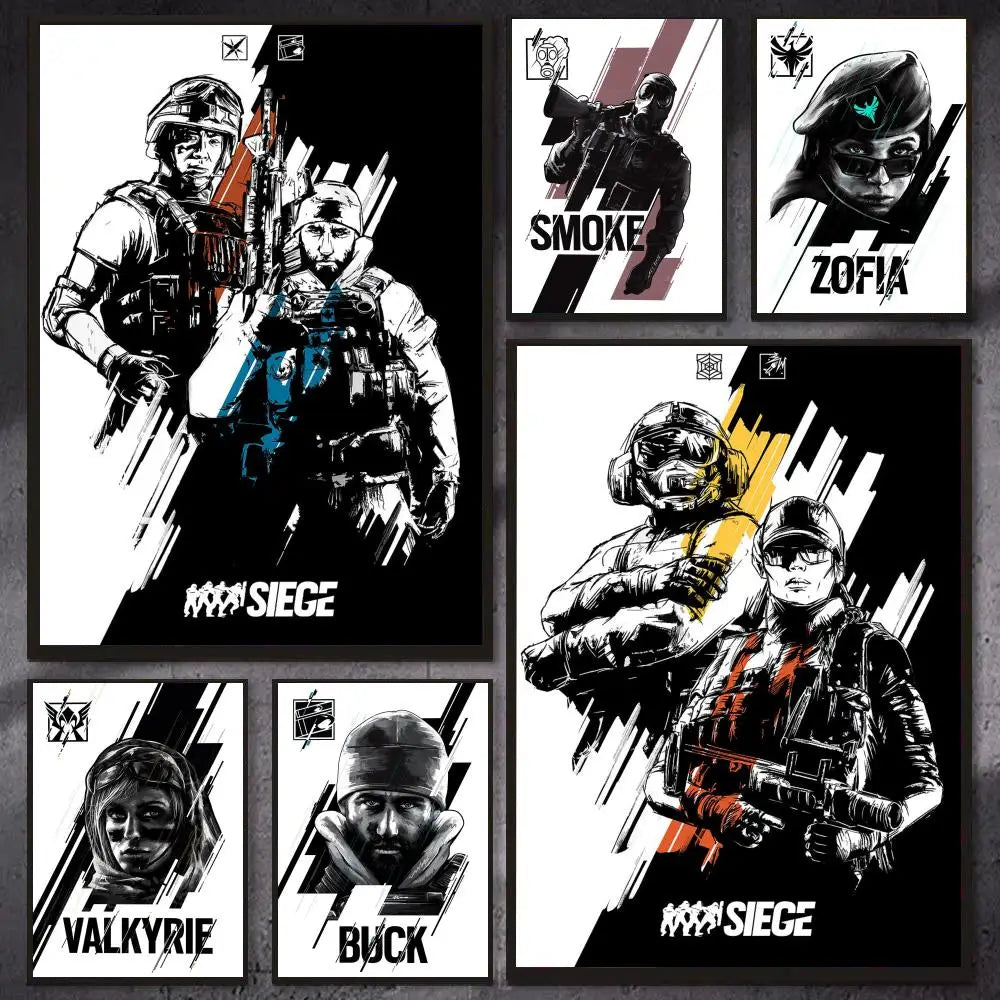 Game R-Rainbow Six Siege Poster Modern Aesthetic Canvas Wall Art Poster Cool Room Stuff Bedroom Decor