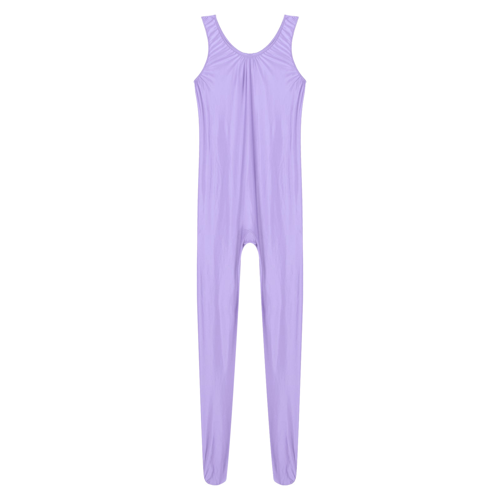 Women's Sleeveless Full Body Bodysuit Glossy Jumpsuit Gymnastics Fitness Swimming Leotard Pole Dance Costume Clubwear Lingerie