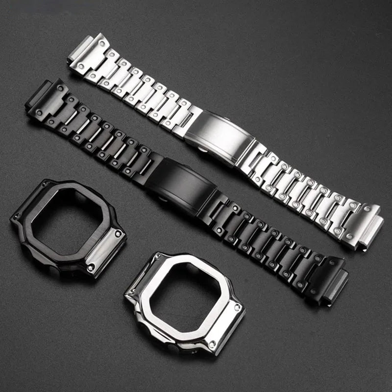 For Casio SHOCK Heart Rate Square DW-H5600 DW H5600 Stainless Steel Case Men's Stainless Steel Watch Strap Bezel Watchband Shell