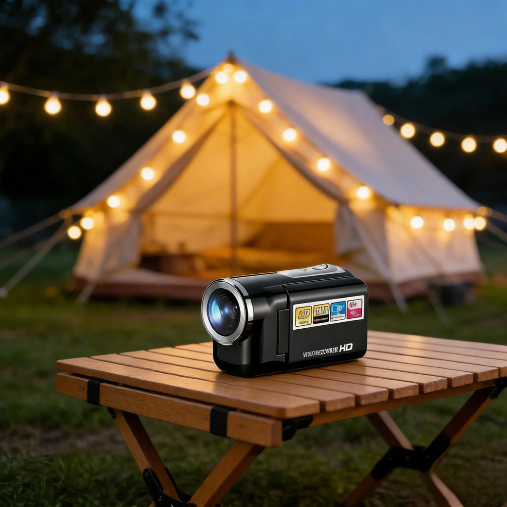 MiniDV Digital Video Handheld Camcorder is a high-definition camcorder with a sleek silver designdigital zoom
