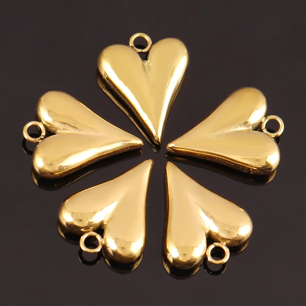 5pcs Stainless Steel Charms Heart Charms for Jewelry Making Heart Shaped Pendant Handmade Bracelets Earrings Diy Accessories