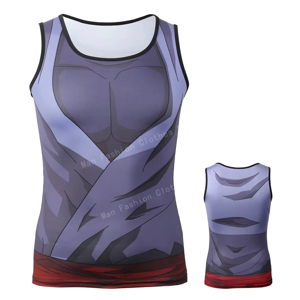 3D Anime Quick Dry Sport Tank Tops Sleeveless Shirts Running Gym Workout Fitness Breathable Slim Compression Tanks Tops